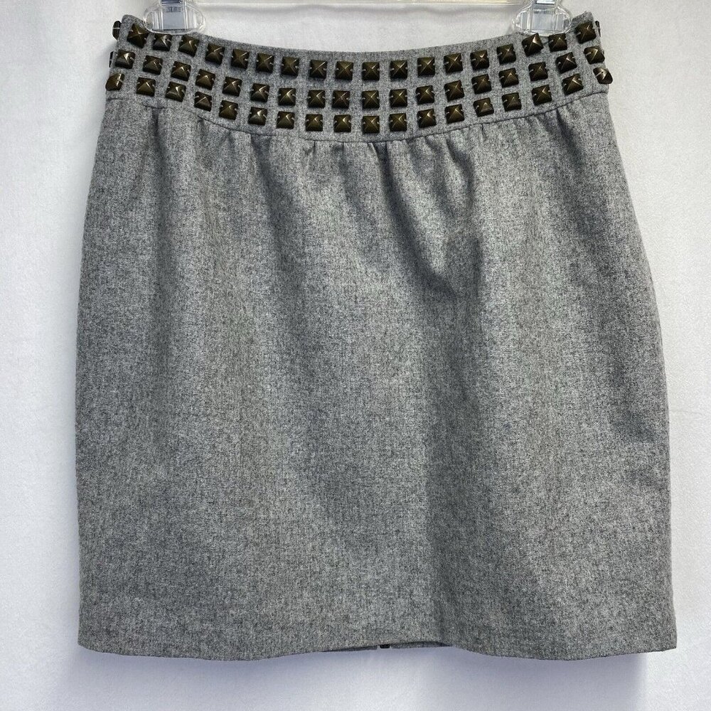 Silence + Noise Studded Wool Mini Lined Skirt Women Size 4 Gray Zippered Back